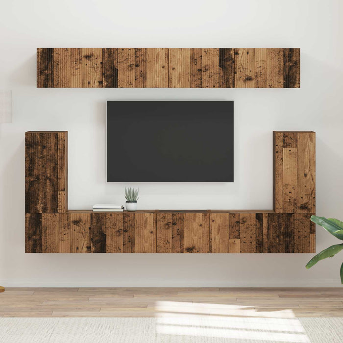 Set comodă TV Pe perete 5 pcs Lemn vechi Lemn compozit - WALTI WALTI
