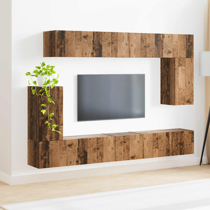 Set comodă TV Pe perete 5 pcs Lemn vechi Lemn compozit - WALTI WALTI