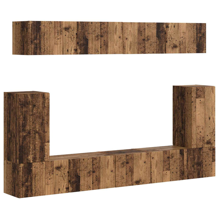Set comodă TV Pe perete 5 pcs Lemn vechi Lemn compozit - WALTI WALTI