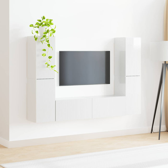 Set comodă TV 6 pcs Alb lucios Lemn compozit - WALTI WALTI