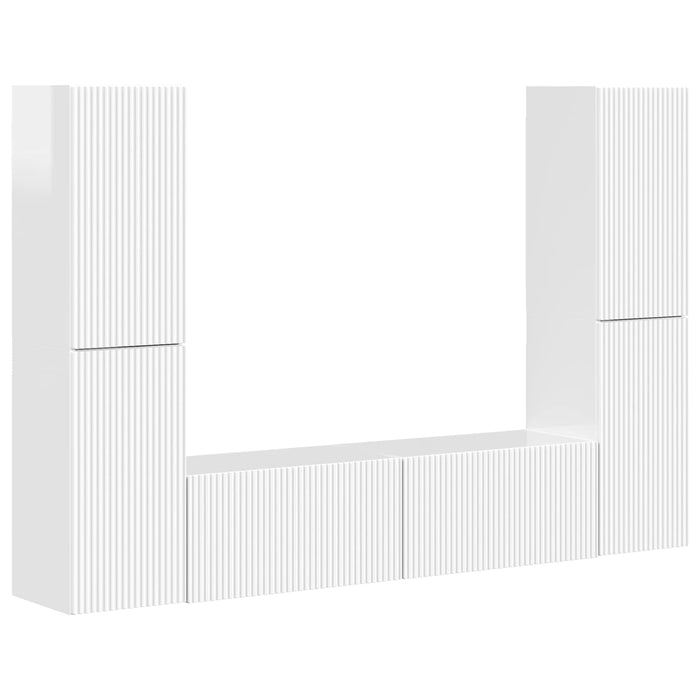 Set comodă TV 6 pcs Alb lucios Lemn compozit - WALTI WALTI