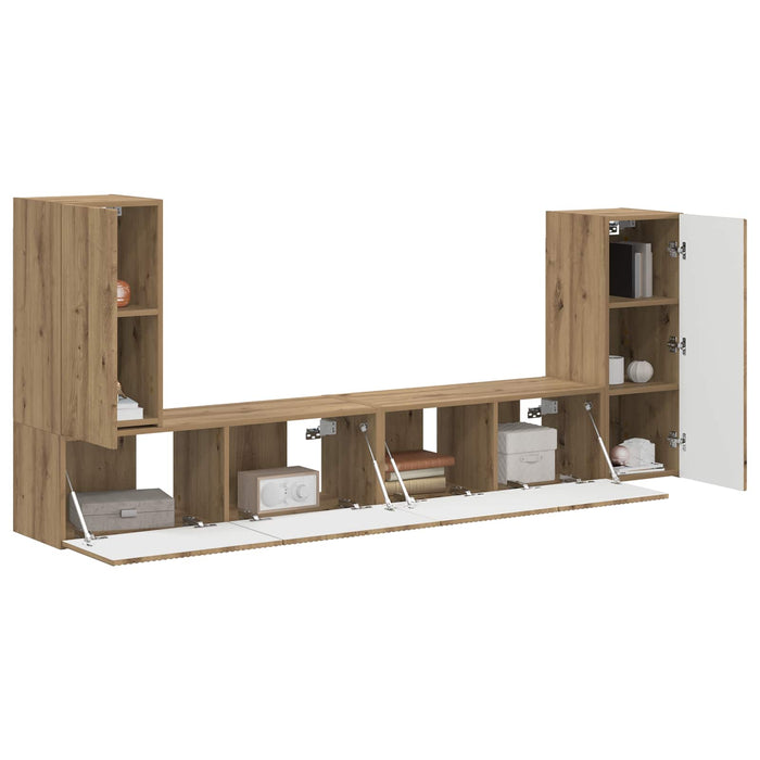 Set comodă TV 4 pcs Stejar Artizanal Lemn compozit WALTI