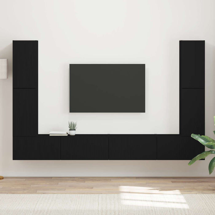 Set comodă TV 8 pcs Negru Lemn compozit - WALTI WALTI