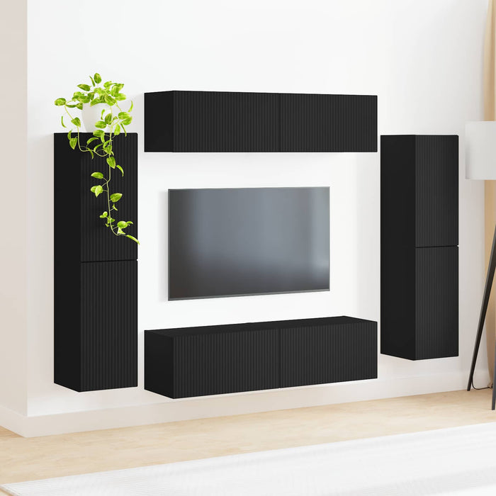 Set comodă TV 8 pcs Negru Lemn compozit - WALTI WALTI