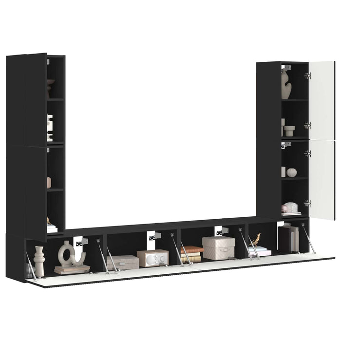 Set comodă TV 8 pcs Negru Lemn compozit - WALTI WALTI