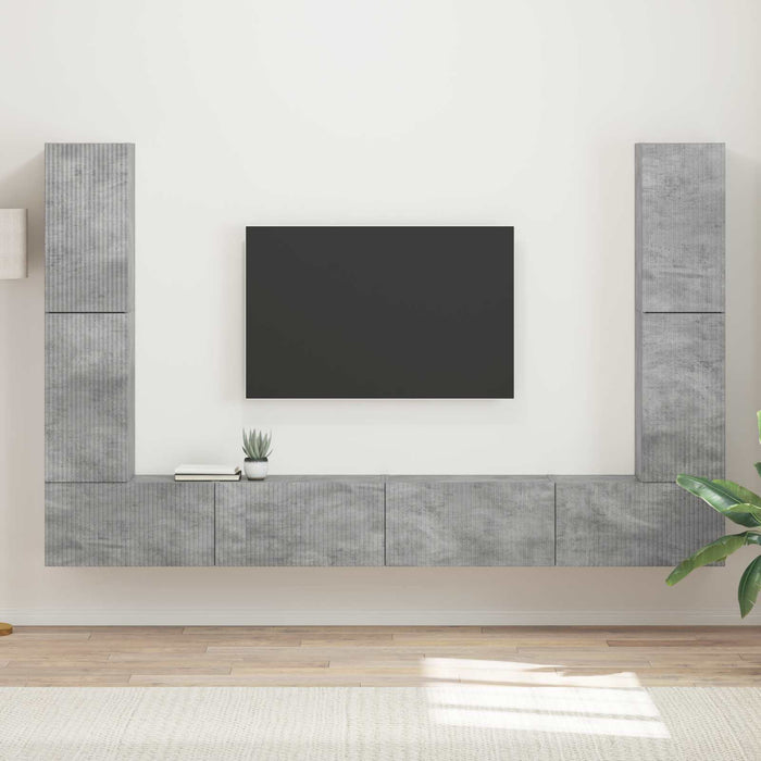 Set comodă TV 8 pcs Gri din beton Lemn compozit - WALTI WALTI