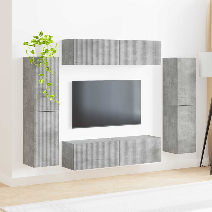 Set comodă TV 8 pcs Gri din beton Lemn compozit - WALTI WALTI