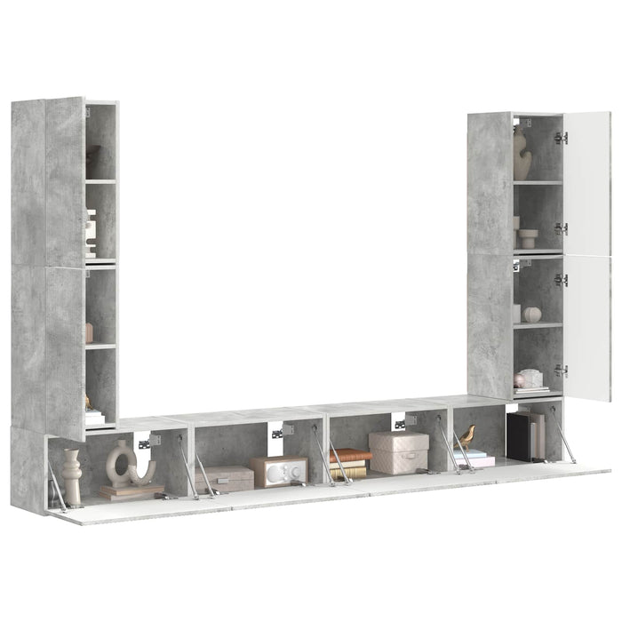 Set comodă TV 8 pcs Gri din beton Lemn compozit - WALTI WALTI