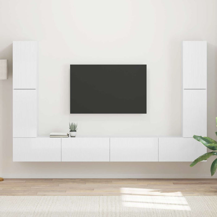 Set comodă TV 8 pcs Alb lucios Lemn compozit - WALTI WALTI