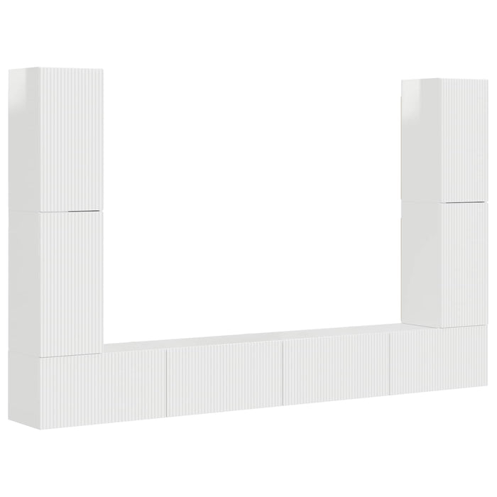 Set comodă TV 8 pcs Alb lucios Lemn compozit - WALTI WALTI