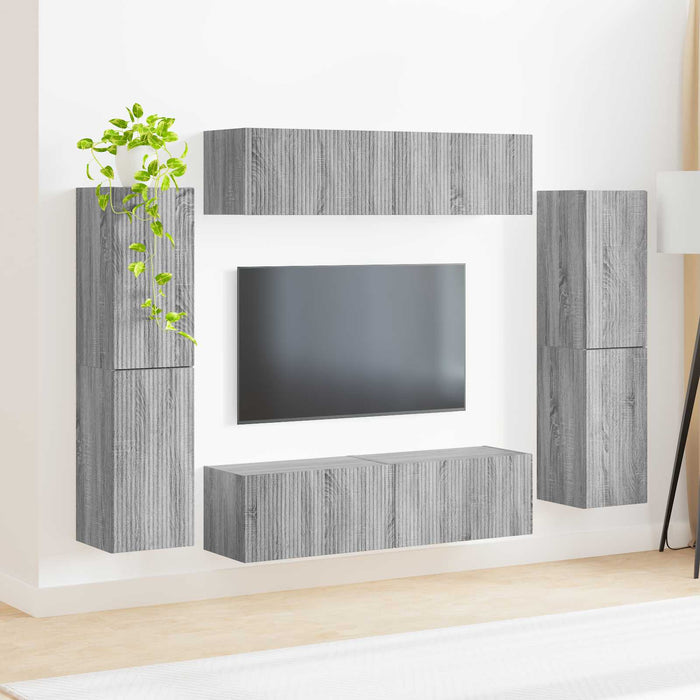 Set comodă TV 8 pcs Gri Sonoma Lemn compozit - WALTI WALTI