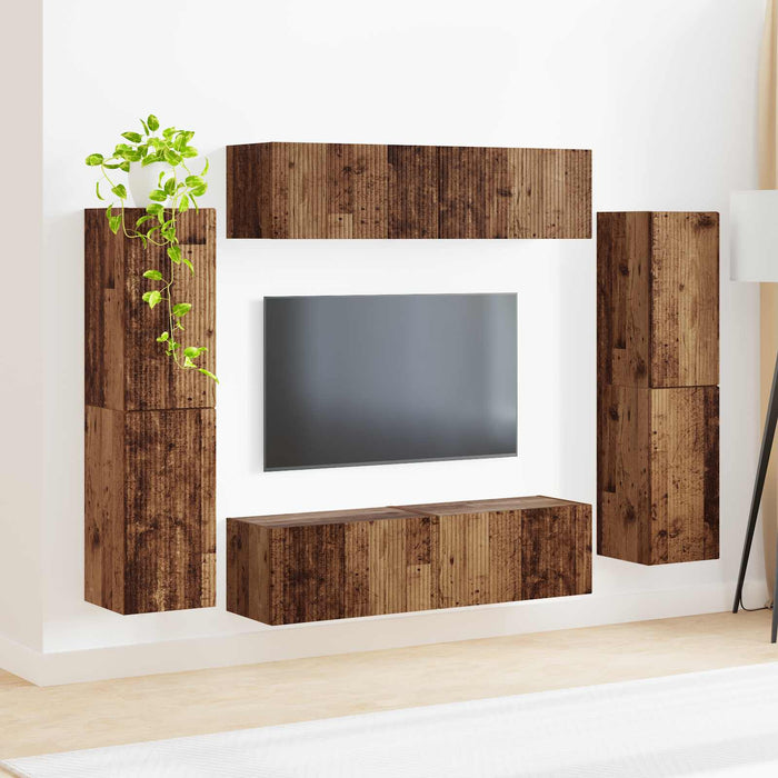 Set comodă TV 8 pcs Lemn Vechi Lemn compozit - WALTI WALTI