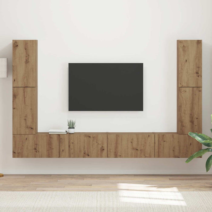 Set comodă TV 8 pcs Stejar Artizanal Lemn compozit - WALTI WALTI