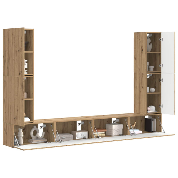 Set comodă TV 8 pcs Stejar Artizanal Lemn compozit - WALTI WALTI