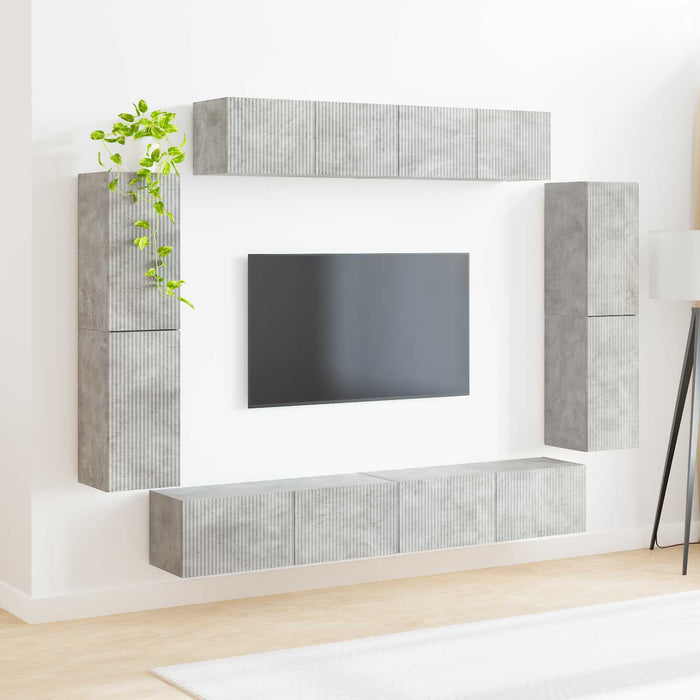 Cabinet TV 8 pcs Gri din beton - WALTI WALTI
