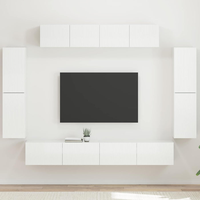 Cabinet TV 8 pcs Alb lucios - WALTI WALTI