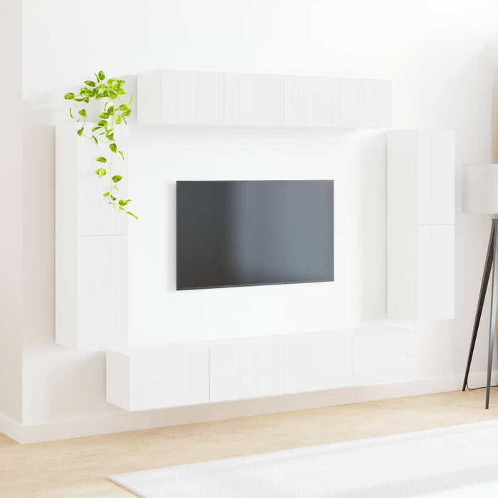 Cabinet TV 8 pcs Alb lucios - WALTI WALTI