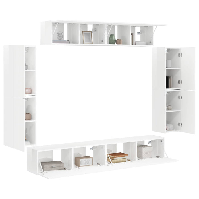 Cabinet TV 8 pcs Alb lucios - WALTI WALTI