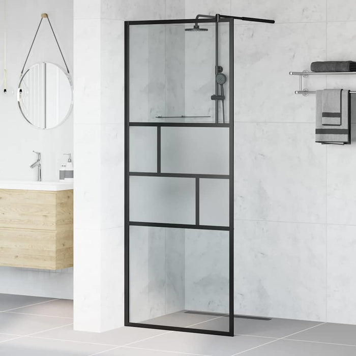 Zid de duș walk-in Negru 80 x 195 x 0.5 cm Sticlă și Aluminiu - WALTI WALTI