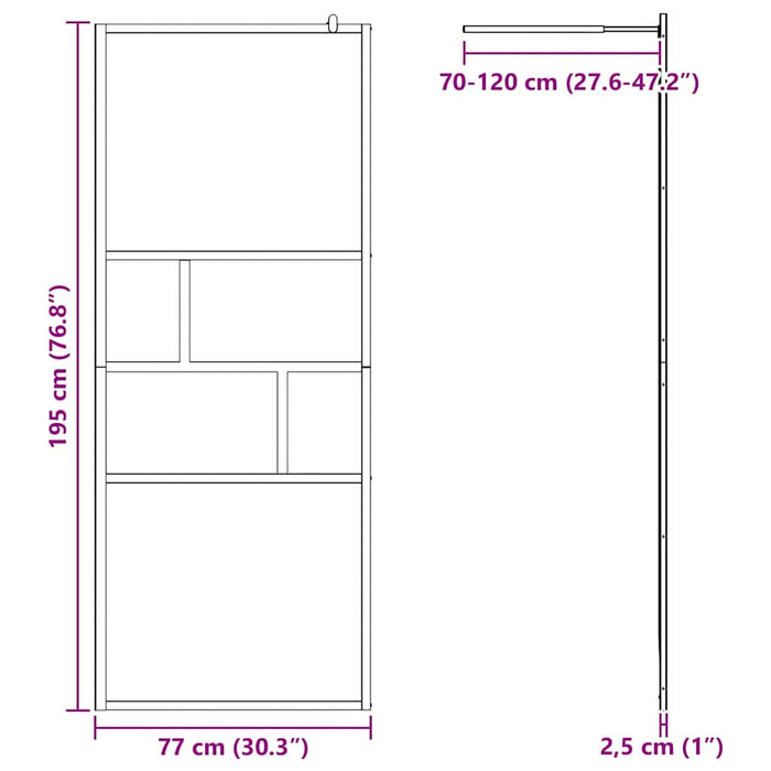 Zid de duș walk-in Negru 80 x 195 x 0.5 cm Sticlă și Aluminiu - WALTI WALTI