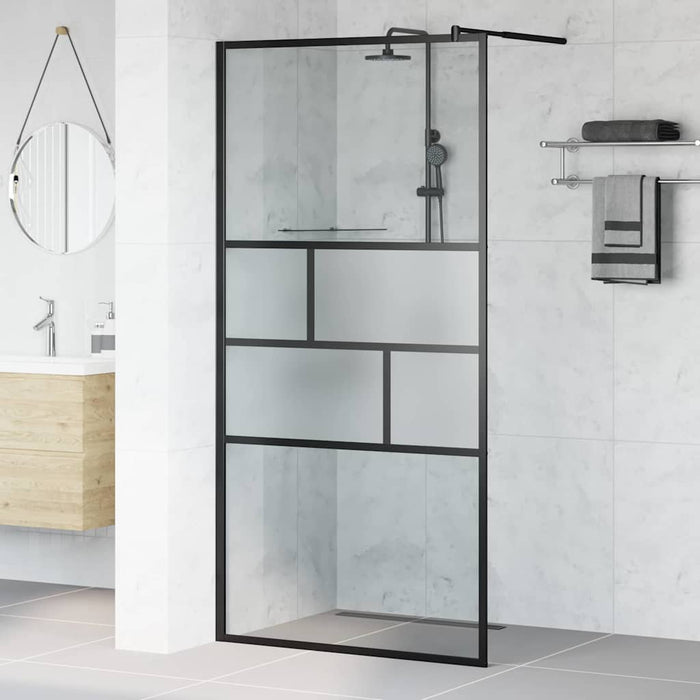 Zid de duș walk-in Negru 80 x 195 x 0.5 cm Sticlă și Aluminiu - WALTI WALTI
