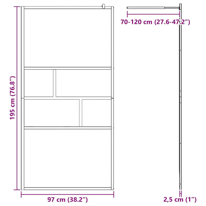 Zid de duș walk-in Negru 80 x 195 x 0.5 cm Sticlă și Aluminiu - WALTI WALTI