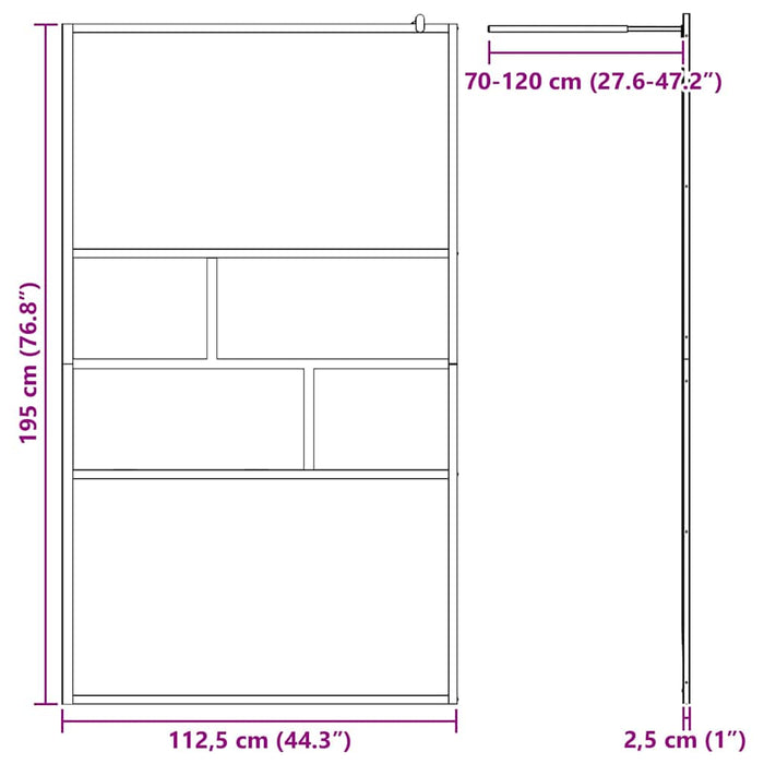 Zid de duș walk-in Negru 80 x 195 x 0.5 cm Sticlă și Aluminiu - WALTI WALTI