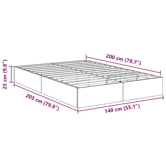 Cadru de pat otoman Gri din beton 193 x 120 x 25 cm - WALTI WALTI