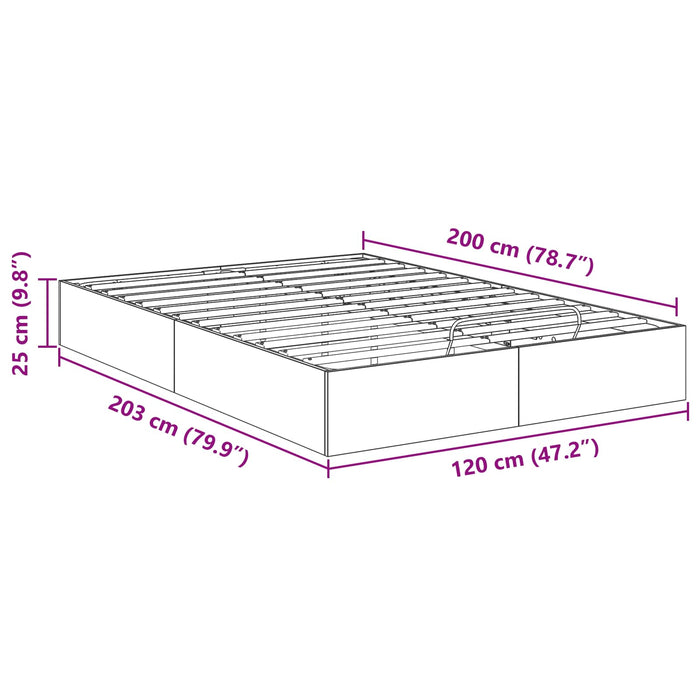 Cadru de pat otoman Gri din beton 193 x 120 x 25 cm - WALTI WALTI