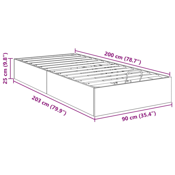 Cadru de pat otoman cu depozitare Alb 193 x 120 x 25 cm PAL - WALTI WALTI