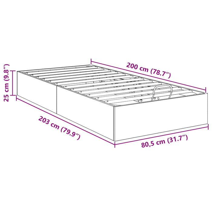 Cadru de pat otoman Stejar Sonoma 203 x 80,5 x 25 cm - WALTI WALTI