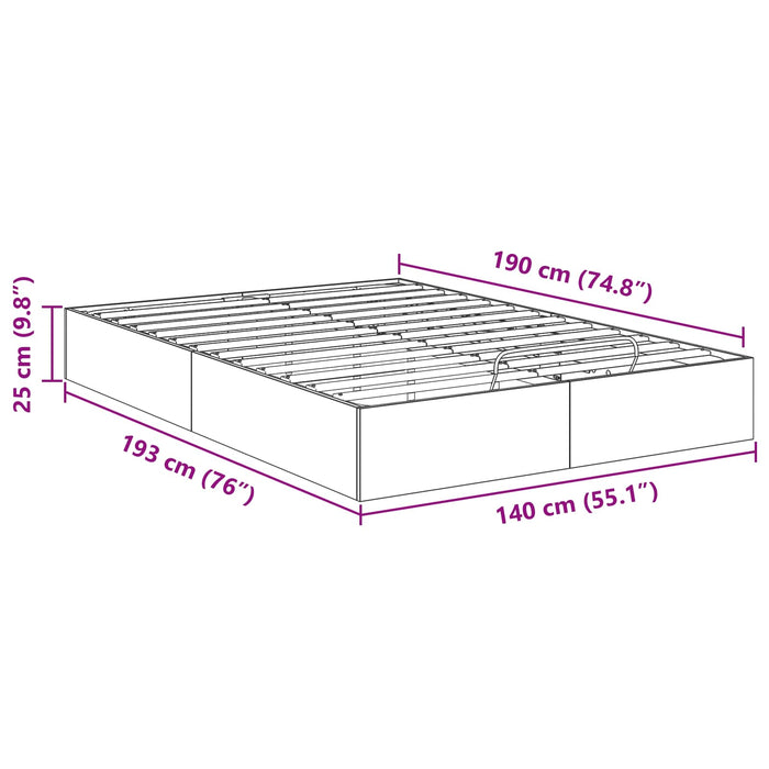 Cadru de pat otoman Stejar fumuriu 193 x 120 x 25 cm PAL - WALTI WALTI