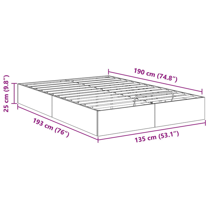 Cadru de pat otoman cu depozitare Alb 193 x 120 x 25 cm PAL - WALTI WALTI