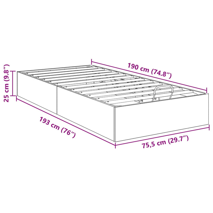 Cadru de pat otoman Gri din beton 193 x 75,5 x 25 cm - WALTI WALTI