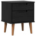 Dulap de noapte Negru 40 x 35 x 48 cm Lemn masiv de pin - WALTI WALTI
