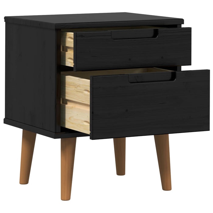 Dulap de noapte Negru 40 x 35 x 48 cm Lemn masiv de pin - WALTI WALTI