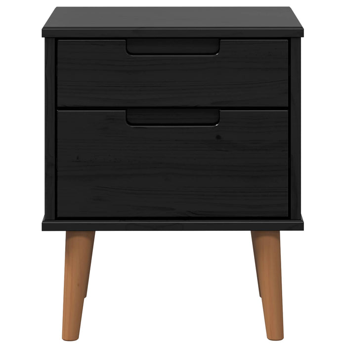 Dulap de noapte Negru 40 x 35 x 48 cm Lemn masiv de pin - WALTI WALTI