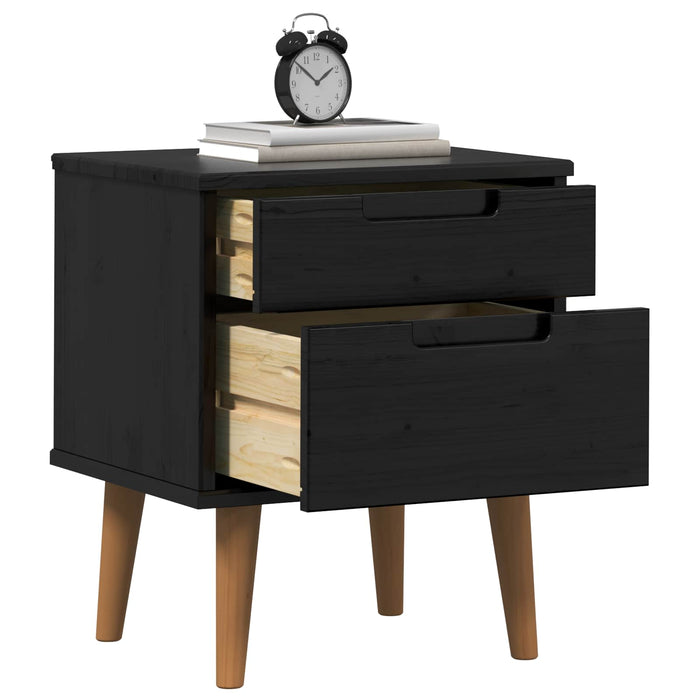 Dulap de noapte Negru 40 x 35 x 48 cm Lemn masiv de pin - WALTI WALTI
