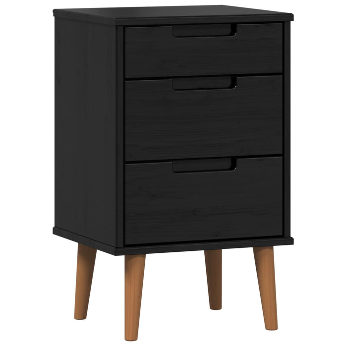 Dulap de noapte Negru 40 x 35 x 65 cm Lemn masiv de pin - WALTI WALTI