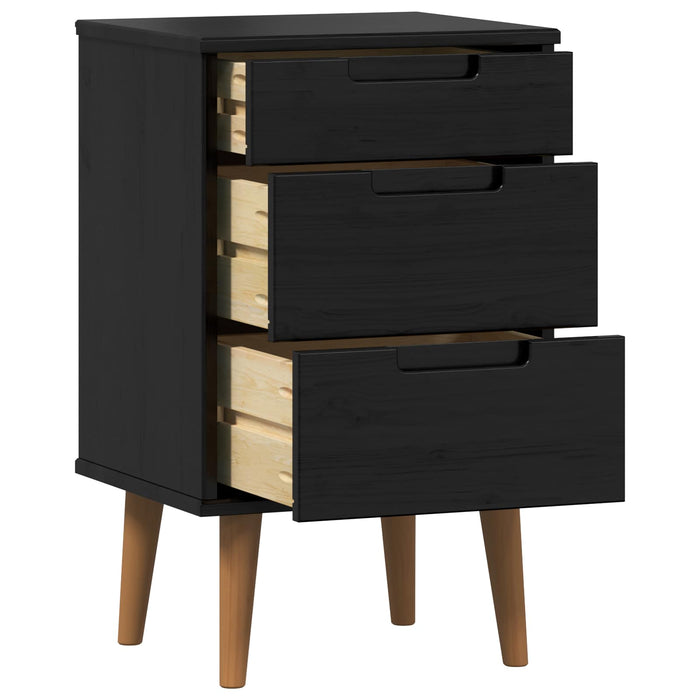 Dulap de noapte Negru 40 x 35 x 65 cm Lemn masiv de pin - WALTI WALTI