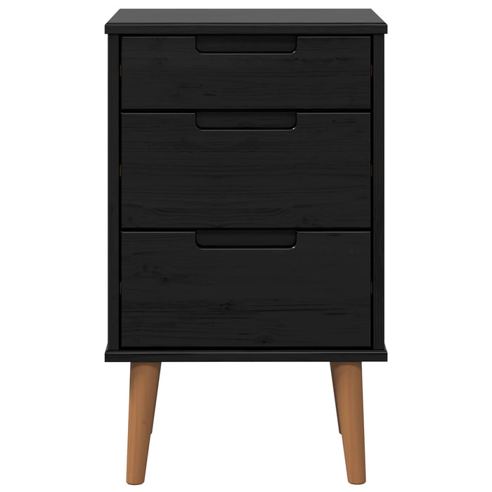 Dulap de noapte Negru 40 x 35 x 65 cm Lemn masiv de pin - WALTI WALTI