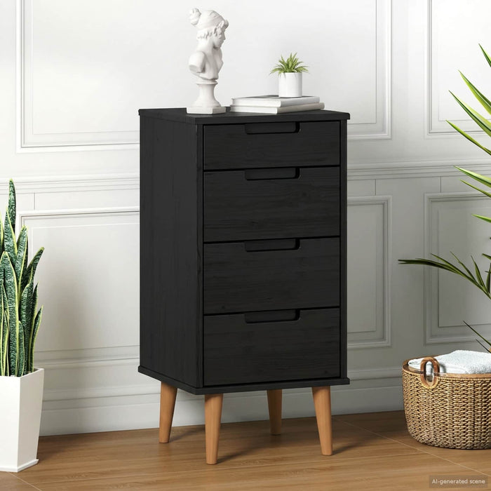 Comodă cu sertare MOLDE Negru 40 x 35 x 82 cm Lemn masiv de pin WALTI