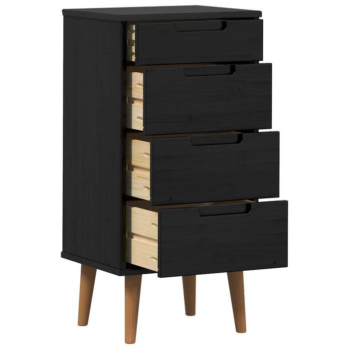 Comodă cu sertare MOLDE Negru 40 x 35 x 82 cm Lemn masiv de pin WALTI