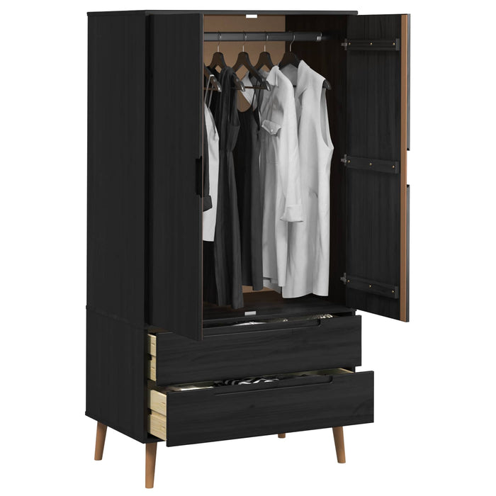 Dulap MOLDE Negru 90 x 55 x 175 cm Lemn masiv de pin WALTI