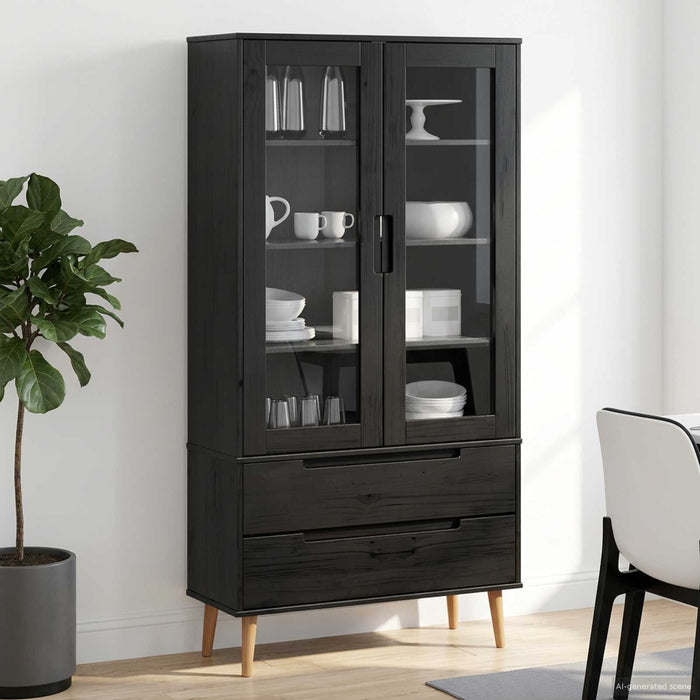 Dulap cu Vitre Negru 90 x 35 x 175 cm - WALTI WALTI
