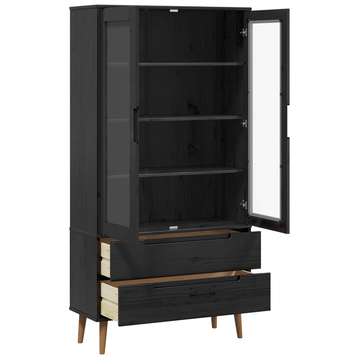 Dulap cu Vitre Negru 90 x 35 x 175 cm - WALTI WALTI