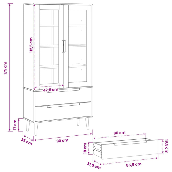 Dulap cu Vitre Negru 90 x 35 x 175 cm - WALTI WALTI