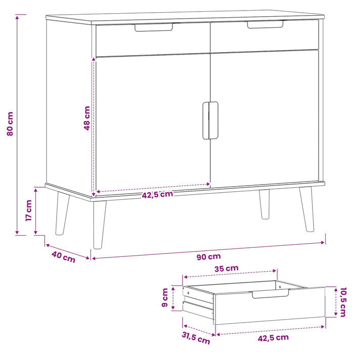 Bufet MOLDE Caramel 90 x 40 x 80 cm WALTI