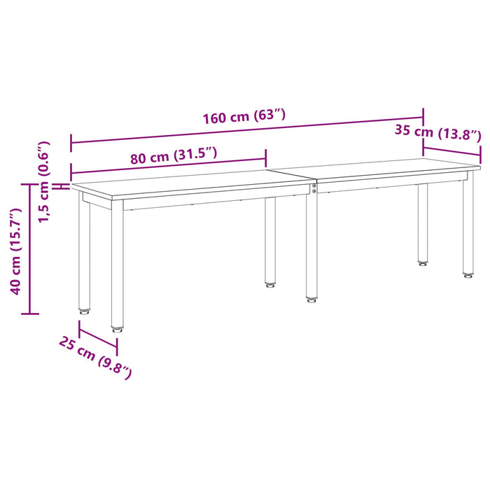 bancă Stejar artizanal 160 x 35 x 45 cm Lemn compozit - WALTI WALTI