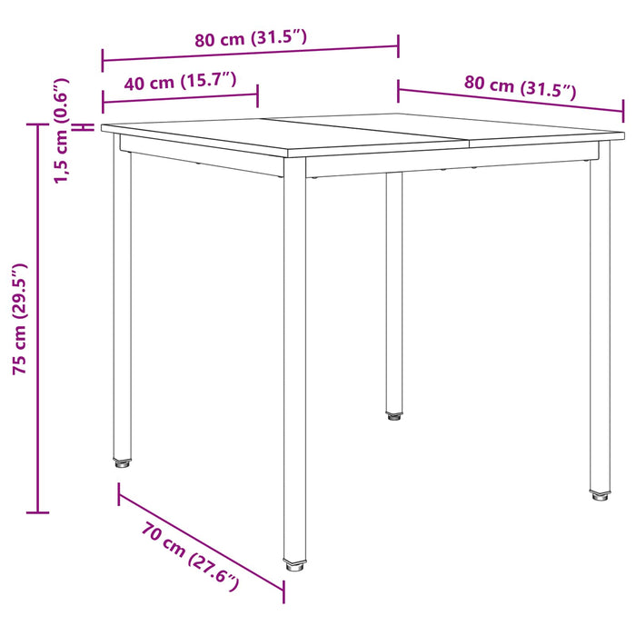 Mese de sufragerie 80 x 80 x 75 cm Lemn prelucrat Pătrat WALTI